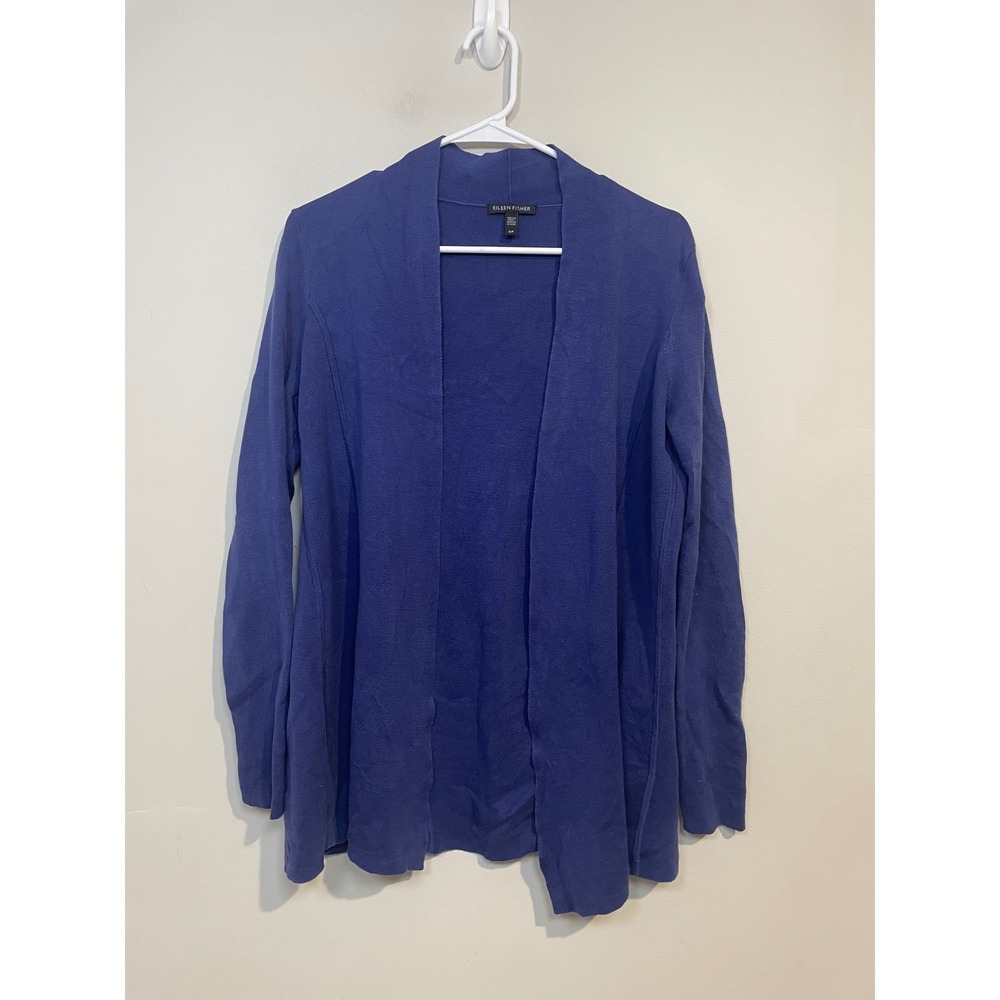 Eileen Fisher Silk and Organic Cotton Purple Open‎ Front Cardigan Size Small
